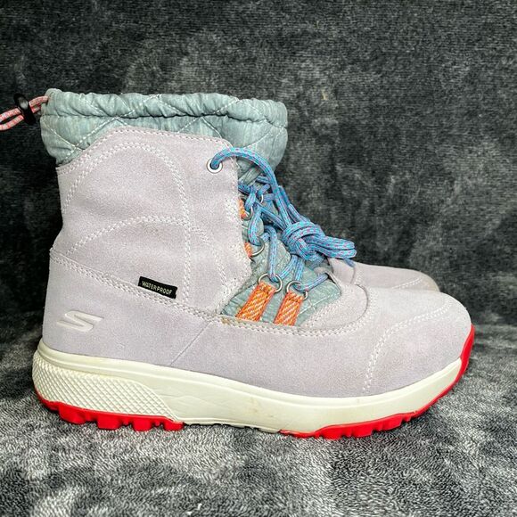 Skechers Air-cooled GOGA Mat Women Light Purple Waterproof Boots  Size 7.5 - Picture 1 of 8